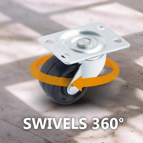 One And A Half Inch Heavy Duty Swivel Caster Wheels Set Of Four With 160 Lb Load Capacity Rubber Plate Casters for Furniture