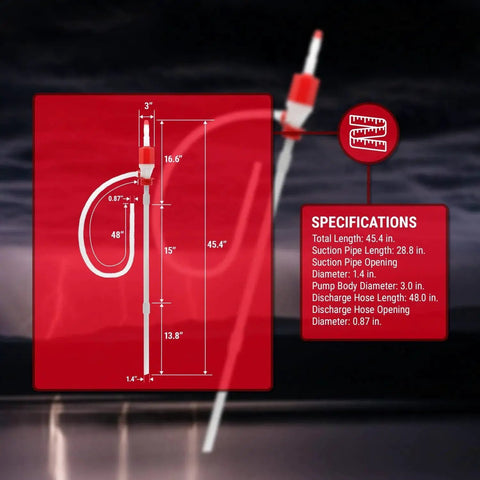 Portable Manual Fuel Drum Pump For Fifty Five Gallon Drums With Adjustable Length BPA Free Heavy Duty And Easy To Use in diagram view