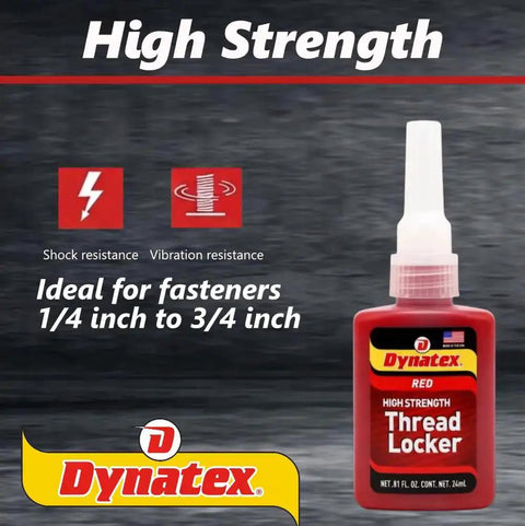 Red High Strength Threadlocker For Big Bolts Permanent Locking Adhesive 0.81 Oz Bottle with anaerobic cure features