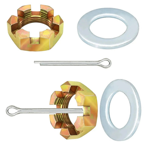 Heavy Duty Trailer Nut Kit For One Inch Shaft Spindle Includes One Inch Spindle Nuts Spindle Washers And Two Point Two Inch Long Cotter Pins High Strength Trailer Axle Bearing Kit For Durable Replacement And Prolonged Trailer Life