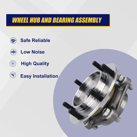 Front Wheel Bearing And Hub Assembly Fits 2010 2021 Lexus GX460 2003 2009 GX470 Toyota 4Runner 2007 2014 FJ Cruiser And 2005 2021 Tacoma Front 4WD With 6 Lug Bolts And ABS Plug And Play Direct Fit Replacement shown in close-up view