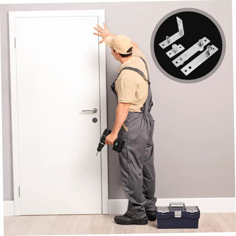 Beefy Heavy Duty Pivot Hinge For Doors And Cabinets, Hidden Concealed Hinges Kit with crossed design, installed on door.