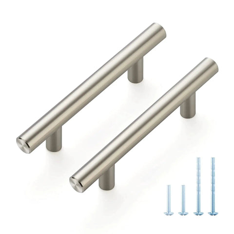30 Pack 5 Inch Cabinet Pulls With 3 Inch Hole Centers Zinc Alloy Handles In Brushed Nickel Finish, screws included, side view