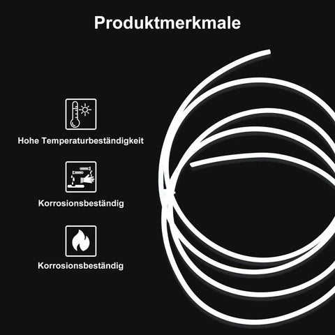 2M PTFE Teflon Tube For 1.75mm Filament 4mm OD 2mm ID Extruder Tubing For 3D Printers, coiled tube with symbols for temperature resistance
