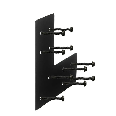 Four Pack Tough As Nails Heavy Duty L Brackets Corner 90 Degree Right Angle Steel Shelf Cabinet Support For Wood Furniture Repair With Screws 7.5 By 7.5 By 3 Inches Plus, side view with screws