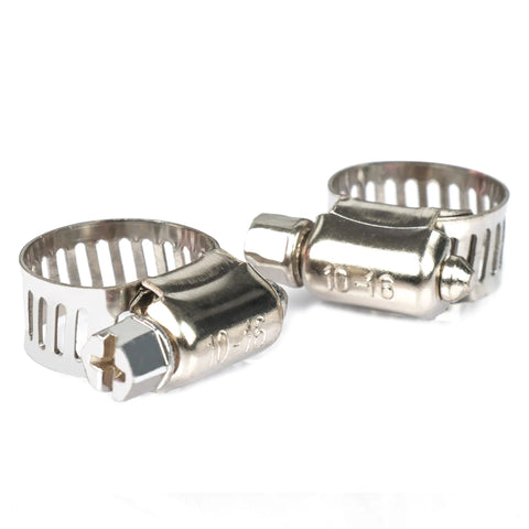 Stainless steel hose clamps with screw heads, adjustable 10-16 mm inner diameter, pack of 4