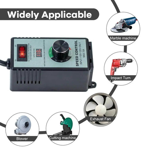 Front view of AC Motor Variable Speed Controller 120V 15A Max With LED Voltage Display Power Regulator For Ceiling Fans