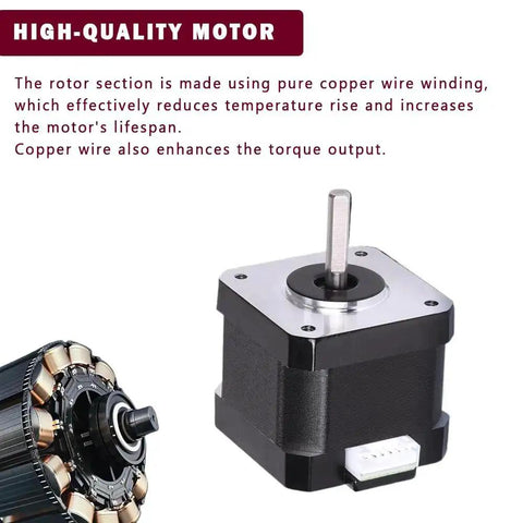Beefy Torque Stepper Motor With 1m Cable for 3D Printers CNC Routers Laser Engravers Robotics and Mechanical Arms, low resistance