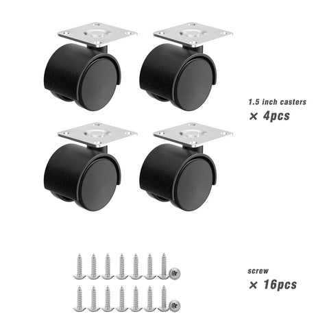 1.5 Inch Nylon Plate Swivel Caster Wheels Set Of 4 With 304 Stainless Steel Screws for carts furniture and kitchen cabinets