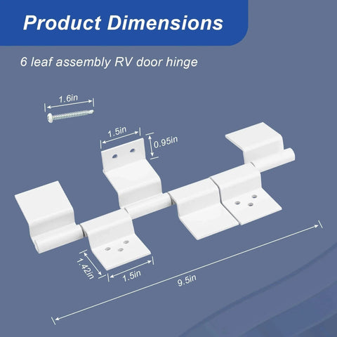 Dimensions of 2 Pack Lippert Compatible Trailer Door Hinge RV Door Hinge RV Entry Door Friction Hinge Assembly 6 Leaf White.