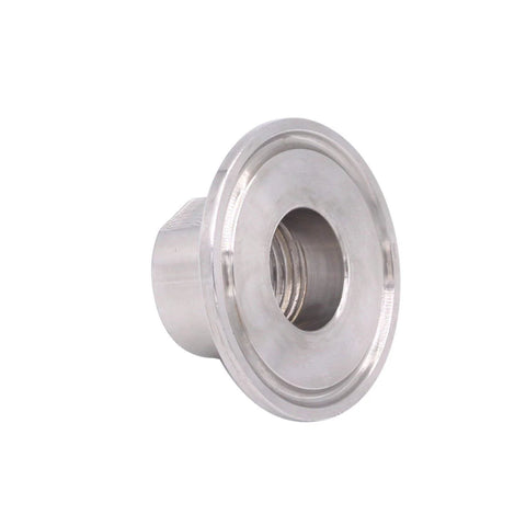 Sanitary tri-clamp to 1/2 in NPT female adapter, 1.5 in, stainless steel.