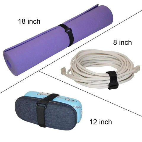 16 Pack 18 Inch Hook And Loop Nylon Cable Ties Reusable Black Straps With D Ring Buckle for Tangle Free Cables and Cords