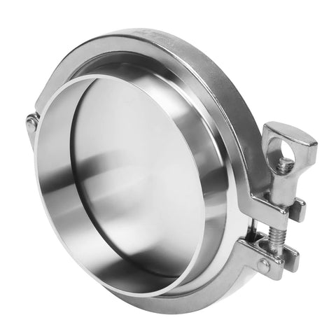 DERNORD 4-inch stainless steel sanitary pipe end cap with tri-clamp ferrule and clamp hardware