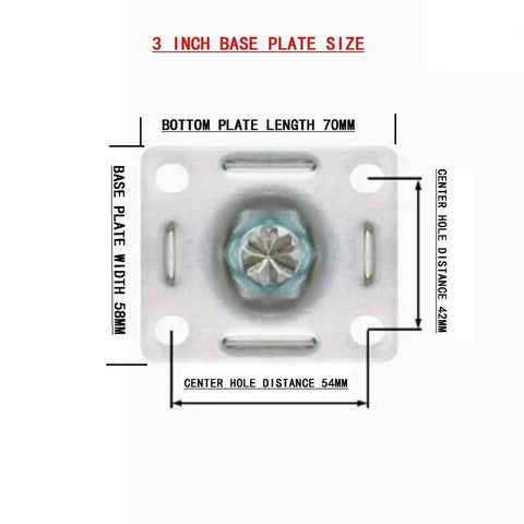 3 inch base plate dimensions for 316 Stainless Steel Non Magnetic Rust Proof Universal Double Brake Caster Wheel Set