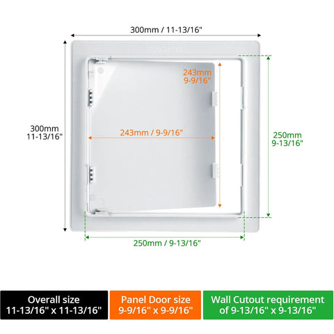 QWORK white plastic drywall access panel with removable door for plumbing and HVAC systems, 10x10 inch
