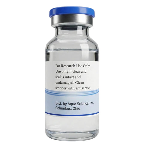 Two Pack 30ml Reconstitution Solution With Premium Glass Vials Made In USA For Ultra Clean Deionized Water Based Formula Ready To Use In Labs Clinics Or Home Reconstitution - close-up of glass vial with blue cap.