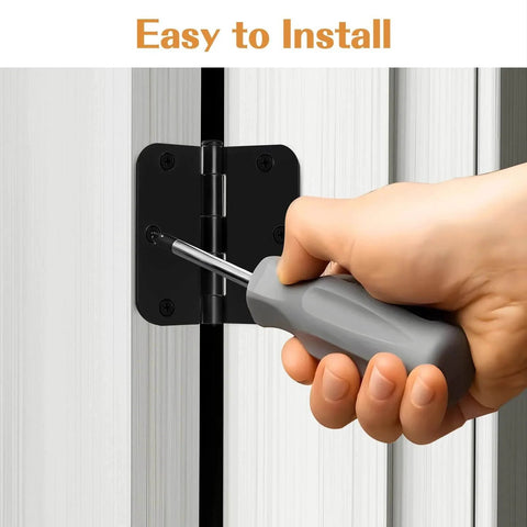 Installing Black Interior Door Hinges 3.5 Inch By 3.5 Inch With Six Holes And 270 Degree Rotation, Rounded Five Eighth Inch Radius Corners