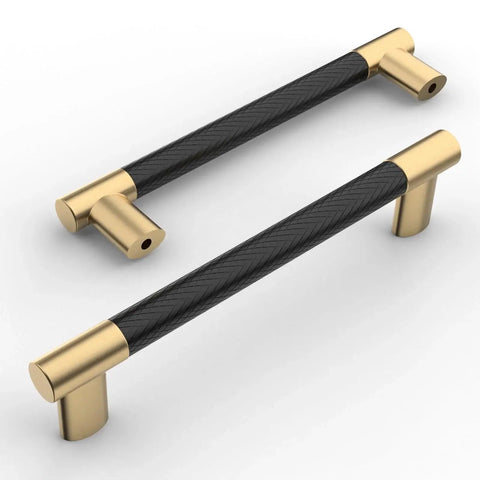 10 Pack Matte Black And Gold Knurled Cabinet Pulls 5 Inch Center To Center For Cabinets Drawers Wardrobes Durable Aluminum Alloy Construction