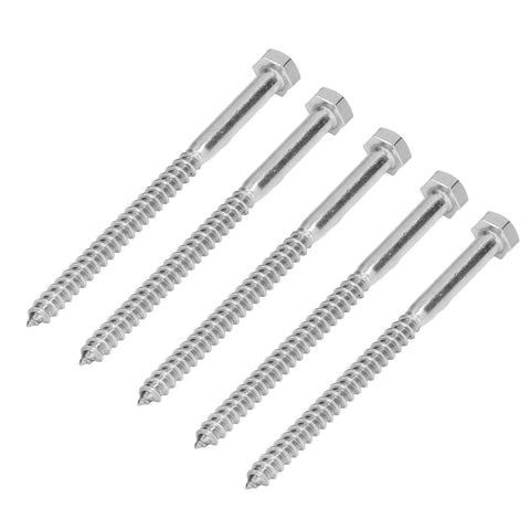 Beefy Stainless Steel Wood Hex Lag Self Tapping Screws M8x120MM With Half Thread And Integrated Design for Easy Install