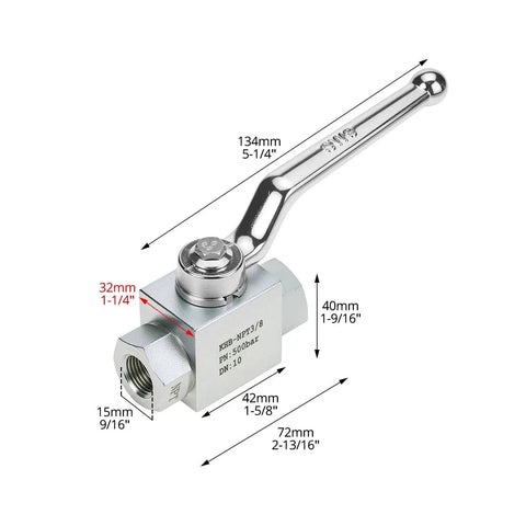Heavy Duty Hydraulic Ball Valve Three Eighths Inch NPT 7250 PSI Shut Off Two Way High Pressure Valve DN10 built from carbon steel