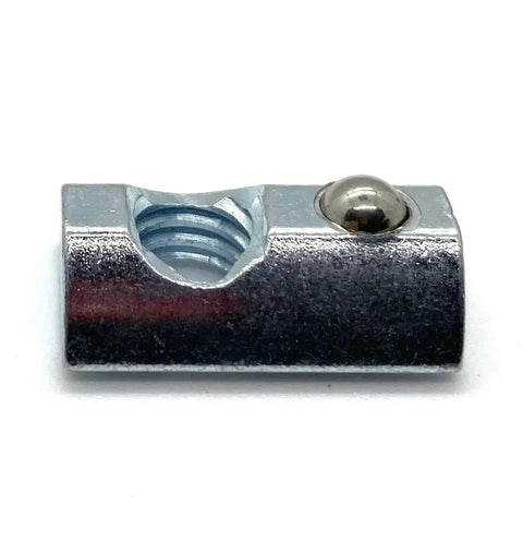 Close-up of Roll-In T-Nut With Ball Spring 5/16-18 for 15 Series Aluminum Extrusion, showing ball-spring mechanism.