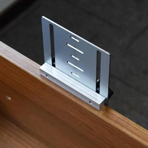 Eight Position Cabinet Pull Drill Template for Doors and Drawers mounted for direct drilling use