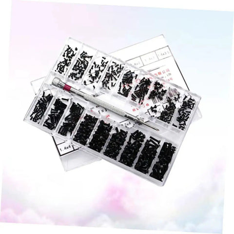 Small Screw Kit For Diyers And Pros Miniature Countersunk Flathead Screws In A Clear Storage Box Carbon Steel Perfect For Repairing Glasses Watches Electronics And More
