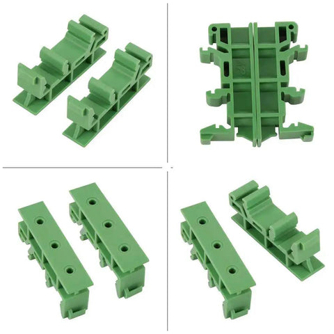 Ten Pack DIN Rail PCB Mounting Brackets For 35mm C45 Rails Green Clips For DIY Electrical Projects Durable Holder Carrier Mounting Clips Easy Snap In Includes Ten Sets For Secure PCB Mounting