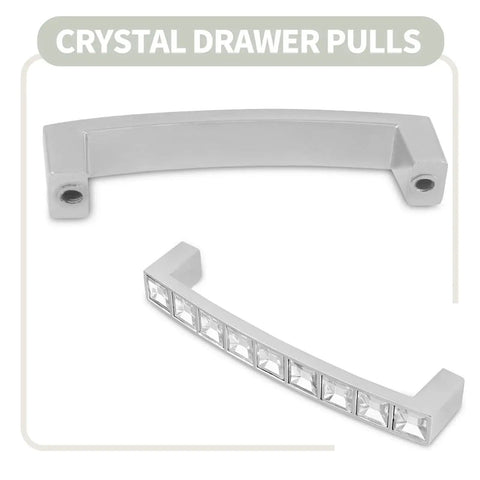 Crystal Drawer Pulls 10 Pack Modern Bridge Design Rhinestone Handles for kitchen cabinets and bedroom furniture