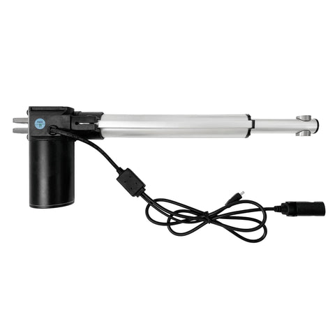 Power Recliner Lift Chair Linear Actuator Replacement For Kaidi Model KDFSJ-403-6, silver arm, black motor and cable, side view