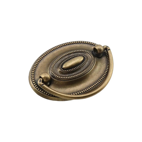 Two Pack Antique Cabinet Ring Pulls Zinc Alloy Oval Drop Swing Handles For Drawers Dresser Cupboard Wardrobe And Kitchen Furniture