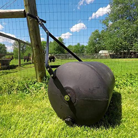 Powerful 270 Lb Poly Lawn Roller For Push Or Tow With Easy Turn Tethered Plug And Quick Filling Drum 18 By 24 Inches Brinly PRC-241BH-A in yard