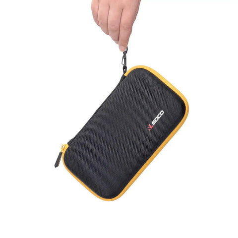 Hard Case For Infrared Thermometers 62 Max 59 Max 64 Max With YKK Zipper, showing black exterior with yellow trim
