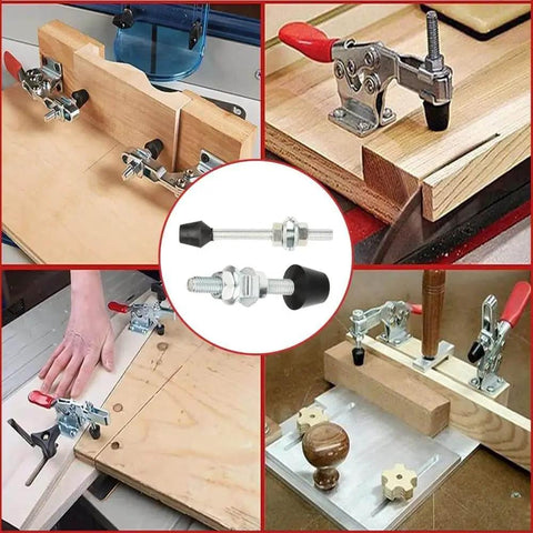 Two Pack Vertical Quick-Release Toggle Clamp With Rubber Pressure Tips, Heavy-Duty Carbon Steel Body, Easy Grip Handle in use