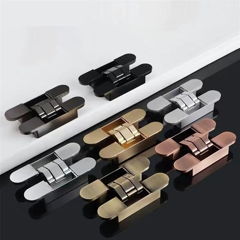 Assorted Concealed Hidden Door Hinge For Furniture And Folding Doors With Screws, 3D Adjustable Invisible Hinge For Wooden Doors In Sand Silver Finish