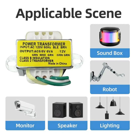 Power Transformer Workhorse 120V AC Input To 6V-0V-6V And 12V Dual Output Center Tap 6VA Class 2 for lights, radios, and projects.
