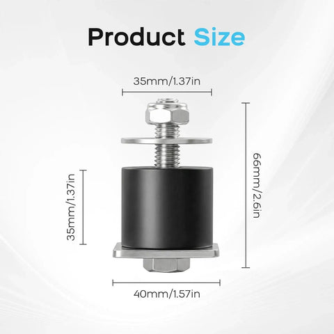 Unistrut Trolley Stopper Anti Fall For One And Five Eighths Inch Strut 2 Pack, shown with dimensions in millimeters and inches
