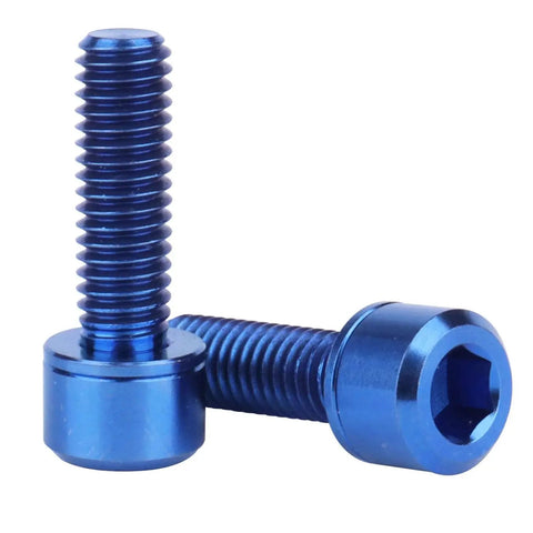 Blue Titanium Bolt M6x20mm Allen Hex Pillar Head for Bicycle Pack of 4, Lightweight Fasteners for Mountain and Road Bikes