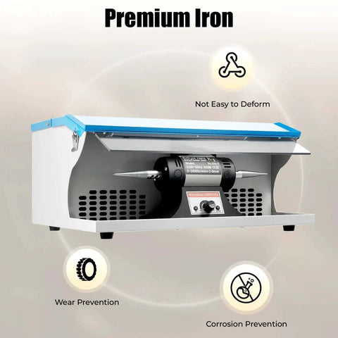 Top Notch 500W Jewelry Bench Polisher With Dust Collector And Work Light Freestanding Benchtop Buffing Machine For Metal Parts