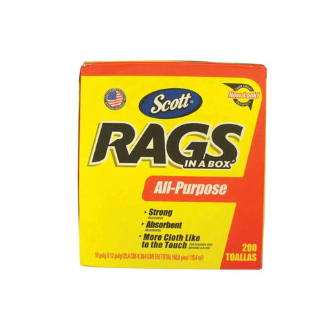 Front view of Heavy Duty Pro Grade Cloth Like Towels In A Box 200 Count 10 By 14 Pop Up Rags for automotive industrial use
