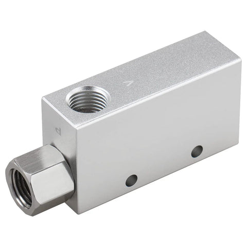 Baomain CV-15HS vacuum ejector fitting, aluminum block, 1/4 in PT female thread, side view