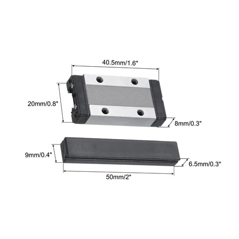 Dimensions of MGN9H Bearing Steel Sliding Carriage Block with Plastic Anti Fall Strip for 9mm MGN9 Linear Motion Slide Rail Guide