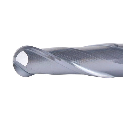 Ball Nose Carbide End Mill CNC Cutter Router Bit With Beefy 3/8 Inch Shank And 3/8 Inch Cutting Diameter Double Flute TiAlN Coated