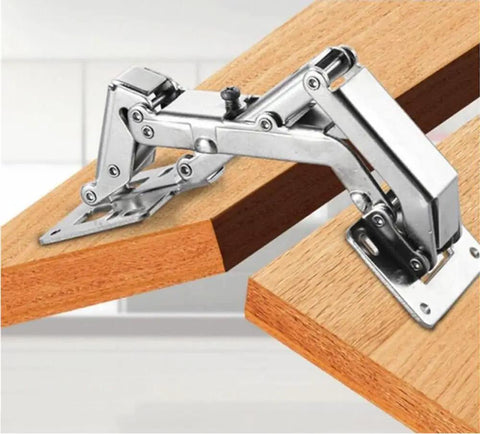 Side view of 175 Degree Frameless Cabinet Hinges With Soft Close, Hydraulic Adjustable Mount, Full Cover 4 Pieces, Heavy Duty Thickened Steel Construction For American Style Frameless Cabinets