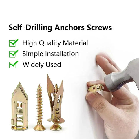 Self Drilling Drywall Anchors And Screws Kit For Quick No Pre Drill Installation Includes 20 Anchors And Screws