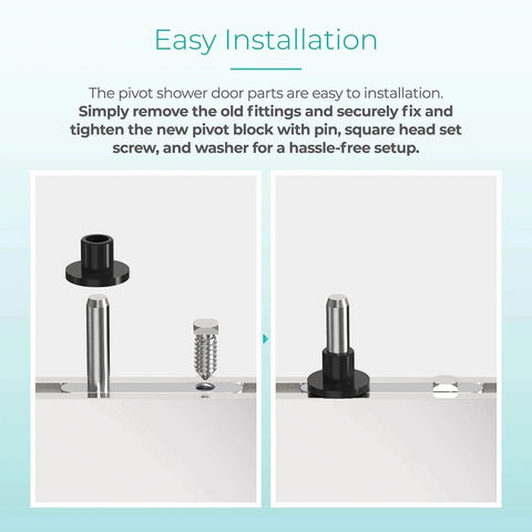 Shower Door Pivot Block With Three Quarters Inch Pin For Framed Swing Doors, Hinge Pin Kit Fits Framed Swing Door Replacement