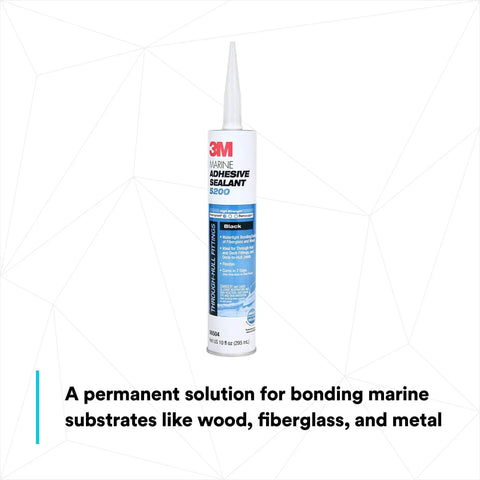 Marine Adhesive Sealant 5200 permanent structural polyurethane bonding and waterproof seal for boats and RVs, 10 fl oz cartridge, black