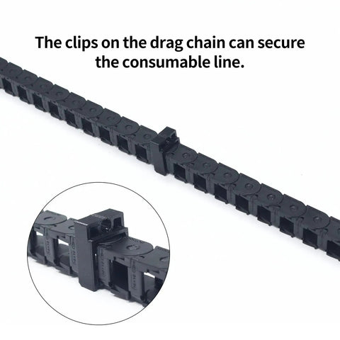 K2 Plus Cable Drag Chain Replacement Open For Hot End Extruder Direct Drop In Easy Install with secure wire clips shown