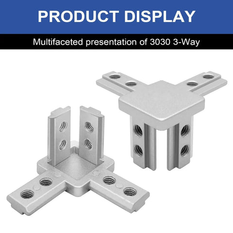 12 Piece 3030 3 Way Corner Brackets For Aluminum Extrusion 3030 Series Joint Connectors Silver Display