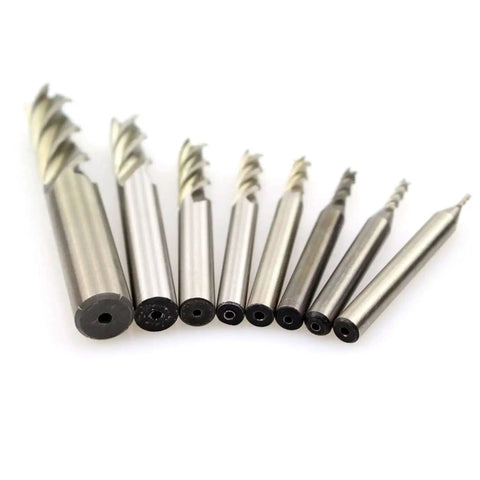 HSS End Mill Set One Sixteenth To One Half Inch Four Flute Straight Shank Square Nose Cutter Eight Piece Pro Grade